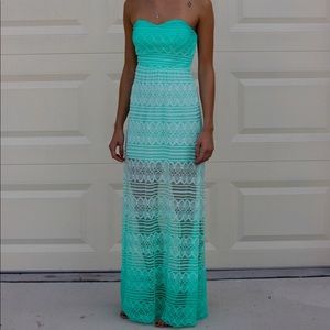 Teal ombré lace dress